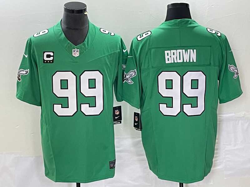 Mens Philadelphia Eagles #99 Jerome Brown Green 2023 F.U.S.E. Vapor Untouchable With C Patch Stitched Football Jersey